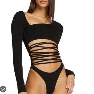 I.AM.GIA - CRYSTAL BODYSUIT - XL - BLACK